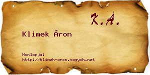 Klimek Áron névjegykártya